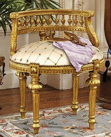 Mademoiselle Cezanne's French Slipper Chair. Rococo-Inspired Marie Antoinette decorating ideas - Luxury bedroom designs - Marie Antoinette Style theme decorating - French provincial furniture baroque style - 18th-century French style decor - French provincial furniture baroque decor - French theme decor - Louis XVI Marie Antoinette Furniture Design Ideas - Renaissance bedroom European style Georgian decor. 

