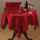 Christmas Holiday Poinsettia Red Tablecloth and Christmas Holiday Poinsettia Red Table Runner  christmas dining decorations christmas kitchen decoration