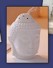 Ceramic Buddha Head Tealight Candle Holder and Aromatherapy Oil Burner 