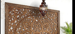 Bed headboard or decorative carved wooden wall panel Mandala Wooden Panels  Carved Headboard  Decorative wall panels  moroccan lighting   