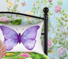 Black headbaord   Purple Butterfly Rectangular Pillow   