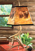 Antler Lamp with Bear Shade   cabin  Lodge Decor   