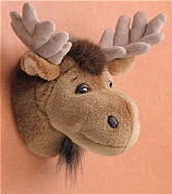 moose Plush Trophy Head wall decorations  - Add a friendly face to your child's room decor with the Moose Plush Trophy Head - rustic cabin in the woods bedroom decorating 