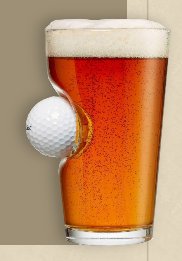 Pint Glass with Real Golf Ball  man cave home bar decor