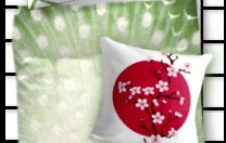 Japanese Cherry Blossom Sunset Throw Pillow