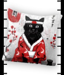 Sushi Cat Throw Pillow asian decor oriental room decor japanese decor