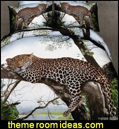 Leopard Printed 4 Piece Bedding Sets  african safari bedroom decor