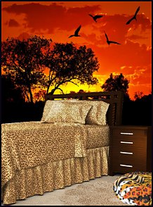 african sunset mural leopard print bedding safari bedroom ideas