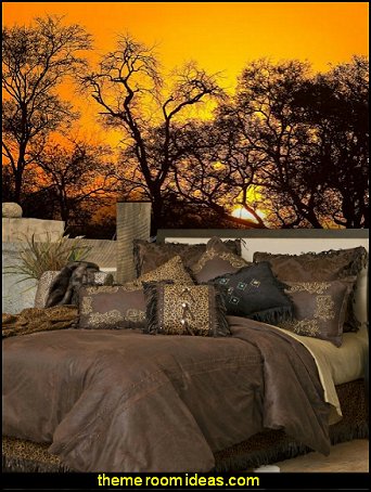 safari sunrise wall mural Carstens Gold Rush Bedding - A western bedding set in a palette of chocolate brown with leopard spot accents, the Carstens Gold Rush bedding ensemble will turn any bedroom into a soothing western inspired sanctuary but with a leopard print twist that adds the perfect touch.