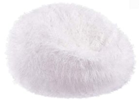 Plush Faux Fur beanbag white What a heavenly way to rest your feet! Increase your home's cozy factor instantly with this fuzzy white ottoman, and watch as friends, family, and even pets are drawn to its cloud-like comfort.  big enough for both adults kids, or teens.