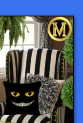 Wingback Chair   Wonderland Alice Cheshire Black Cat Throw Pillow   Mad Hatter Chairs  Alice in Wonderland home decor 