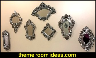 Victorian Inspired Mirrors Opulent gilded frames distinguish this set of seven small decorative mirrors