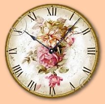 vintage clocks victorian clocks  Vintage design elements add a shabby and aged appeal to this clock. Beautiful antique pink roses cascade down center of clock face 