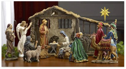 Christmas Nativity Set with Real Frankincense Gold and Myrrh