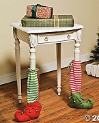 Give your legs, chair legs that is, a merry look just in time for the holidays with these Elf Chair Leg Covers. These chair leg covers are a fun Christmas decoration and great way to accessorize any room! You might want to leave them up all year round.Trimmed with jingle bells.