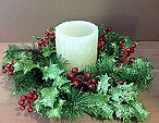  Holly Christmas Candle Ring Holiday Christmas Centerpiece