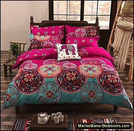Bohemian Exotic Pattern Design Bright Pink bedding boho bedding ethnic bedding  Boho Decor Ethnic Decoration