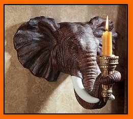 Elephant Sculptural Wall Sconce exotic bedroom decor Global Style decorating 