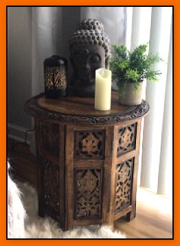Wood Hand Carved Accent Coffee Table Boho End Furniture Carved Room Wooden Side Indian Decor