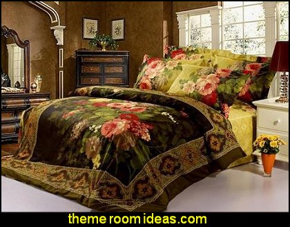 Antique Retro Luxury Oil Painting Print 4 Piece Bedspreads and Duvet Cover Sets