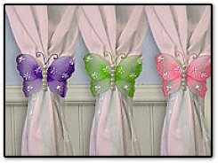 Butterfly Grove specializes in nylon butterfly decor for all your decorating needs. Perfect for butterfly theme parties, showers, weddings, crafts, and spaces. We also offer nylon flowers, dragonflies, bees, and ladybugs.  - Butterfly Curtain Tieback - butterfly bedroom decor garden theme bedrooms