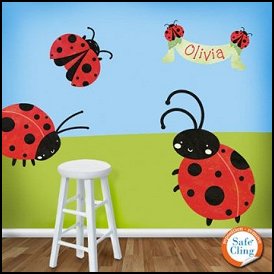 Ladybug Wall Stickers Decals - Girls Room Ladybug Wall Mural