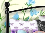Black iron  headbaord  butterfly pillows butterfly garden bedroom furniture