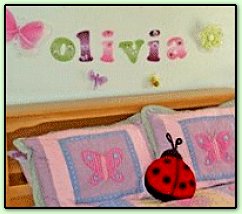 hanging butterflies  dragonflies  ladybugs  bees  daisy flowers - Wall monogram letter name stickers that just peel & stick for instant personalization. Each lower case letter is nicely accented with an image of a color matched Multi-Layered Daisy. 