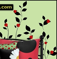 Leaf branches wall decal  ladybug bedroom decorating  Cute Ladybugs Throw Pillow