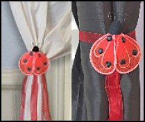 ladybug curtain tiebacks -  nylon butterfly decor for all your decorating needs. Perfect for butterfly theme parties, showers, weddings, crafts, and spaces. We also offer nylon flowers, dragonflies, bees, and ladybugs. 