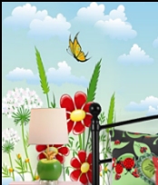 Flowers Butterflies mural   Ladybug Rectangular Pillow Green Apple table lamp  Ladybug party  