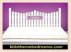 picket fence Headboard Wall Decals - garden bedroom decorations -  fun easy decorating idea for the garden bedrooms