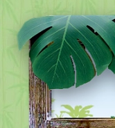 jungle bedroom window decorating ideas - jungle plants window decorations, palm leaf window cornice ideas