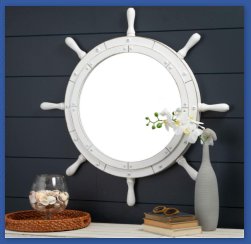 Ship Wheel Wall Mounted Mirror Ship Wheel Mirror nautical wall decor porthole mirrors