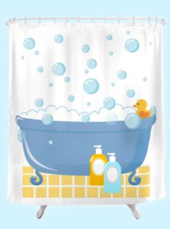 Bubble Bath Tub Shower Curtain  Cute Yellow Duck Waves Bathroom Set  Yellow Duck Cartoon  Shower Curtain 