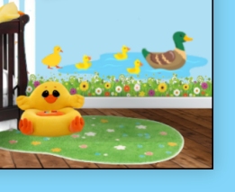 Duck Wall Decals   Duck Family swimming wall decals  Sunflower Flowers Grass with Flying Butterfly Wall Decals  Green grass flower rug  Yellow Duck child seat     