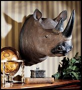 Add nature�s artwork to your wall with our trophy inspired by the rare Black Rhino. A relic from colonial Britian�s fascination with the wilds of Africa, our Toscano exclusive version celebrates this giant. With massive head and horns, it is cast in quality designer resin.. Safari bedroom decor