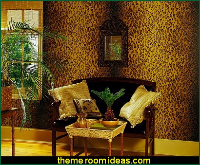 wild animal print wallpaper - african safari bedroom decorating - african safari home decor