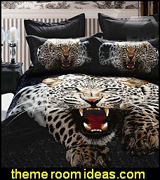Leopard Jaguar Print Bedding Sets  african safari bedroom decor