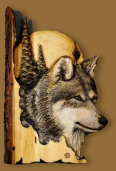Wolf Carved on Wood wall decoration - southwestern bedroom decor